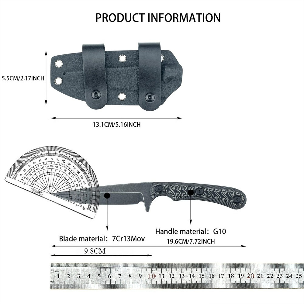 Edc Carry Fixed Blade Knife - 풀탱 고정날 나이프 7Cr13MoV 블레이드 EDC