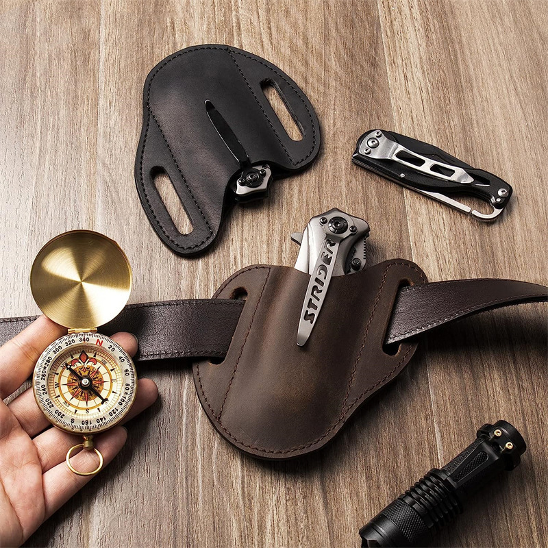 접는 칼 홀더에 대 한 정품 가죽 케이스 빈티지 PU  - Edc Carry Belt 리뷰 및 가격