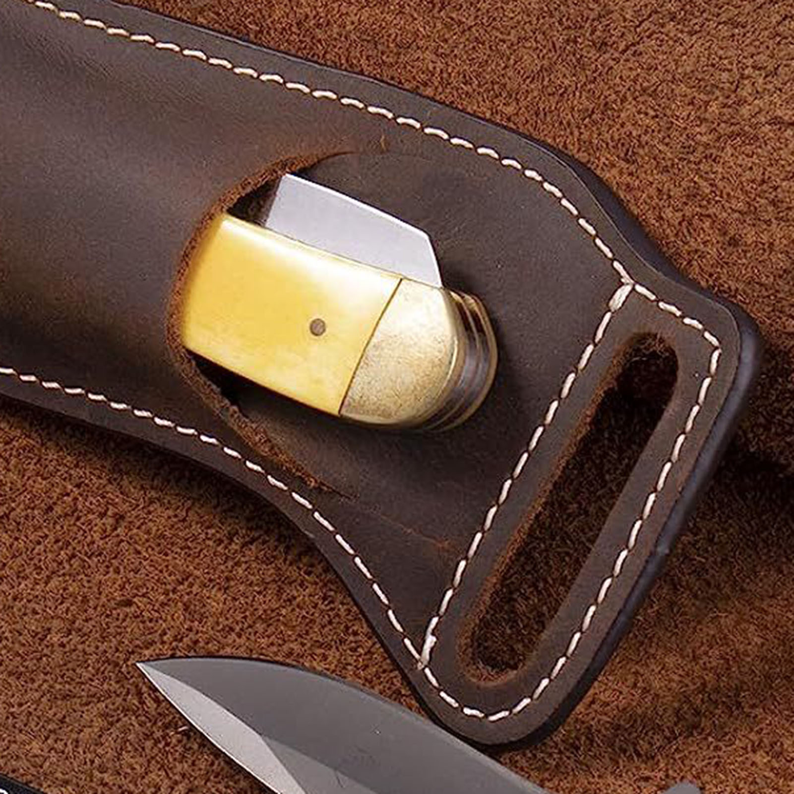 갈색 가죽 나이프 허리 가방 EDC 도구 휴대용 벨트  - Edc Carry Belt Leather 리뷰 및 가격
